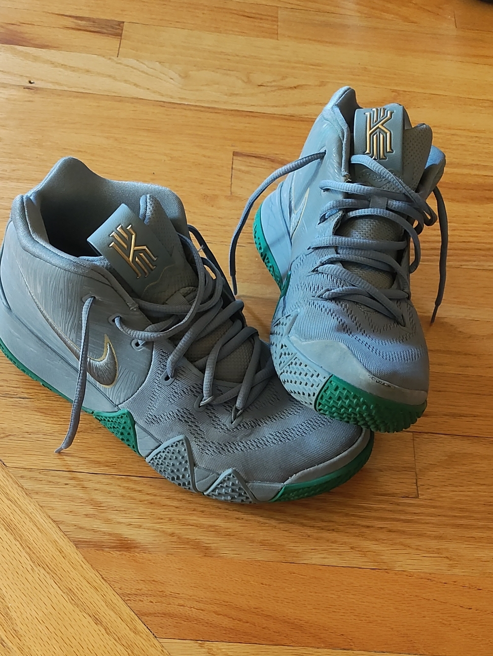 Nike Grey Basketball Sneakers with Green Soles
